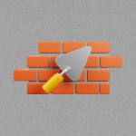 Brick wall with a trowel